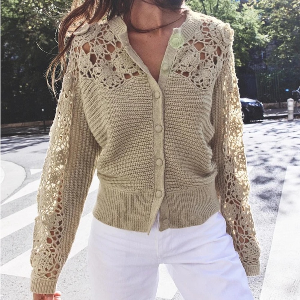 Zara Combination Crochet Knit Jacket - Picture 2 of 6
